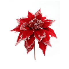 9.5" Iced Poinsettia Pick 2024 Christmas Collection