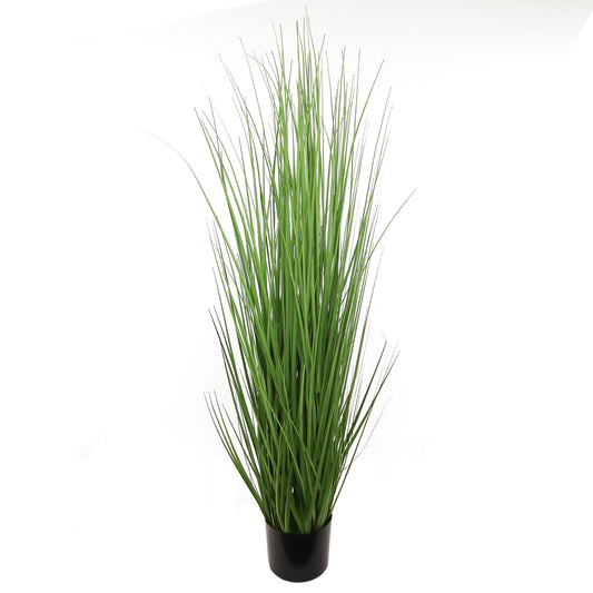 4-Foot Lush Green Artificial Grass Plant - Decorative Faux Greenery in Pot, Ideal for Indoor/Outdoor Home Decor