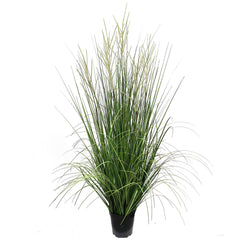 Lush 3-Foot Artificial Flocked Grass Bush Lifelike Faux Greenery in Decorative Pot, Ideal for Indoor/Outdoor Decor