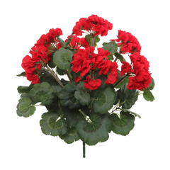 Geranium Bush w/ 7 Silk Blooms - 18"