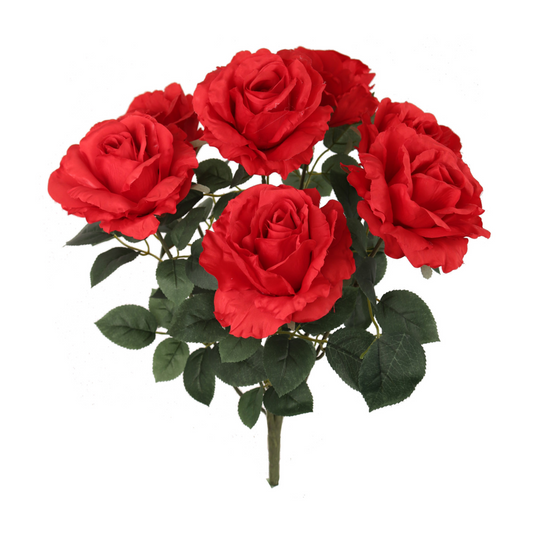 Rose Bush w/ 7 Silk Blooms - 20"