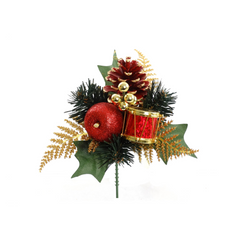 Glitter Pine Pick with Fruits, Pine Cone, Berries & Drum 2024 Christmas Collection