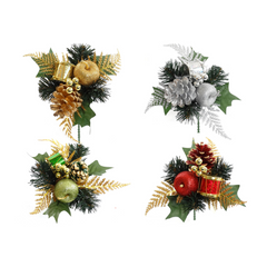 Glitter Pine Pick with Fruits, Pine Cone, Berries & Drum 2024 Christmas Collection