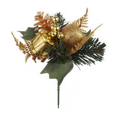 Glitter Pine Pick with Fruits, Pine Cone, Berries & Drum 2024 Christmas Collection