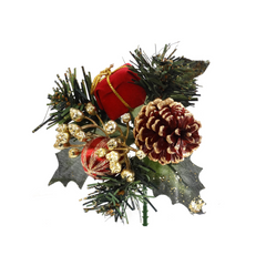 Holly Pine Pick with Velvet Gift Box, Pine Cone, & Balls 2024 Christmas Collection