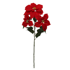 31" Velvet Poinsettia Spray with 3 Flowers